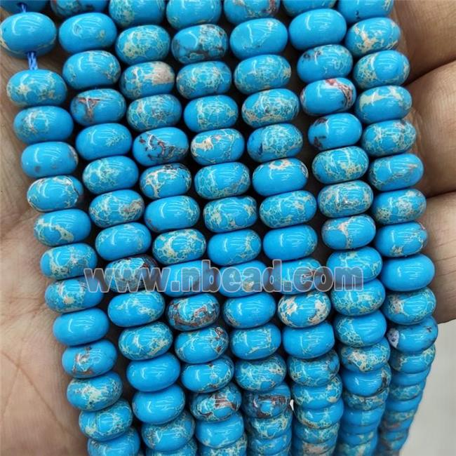 Blue Imperial Jasper Beads Dye Smooth Rondelle
