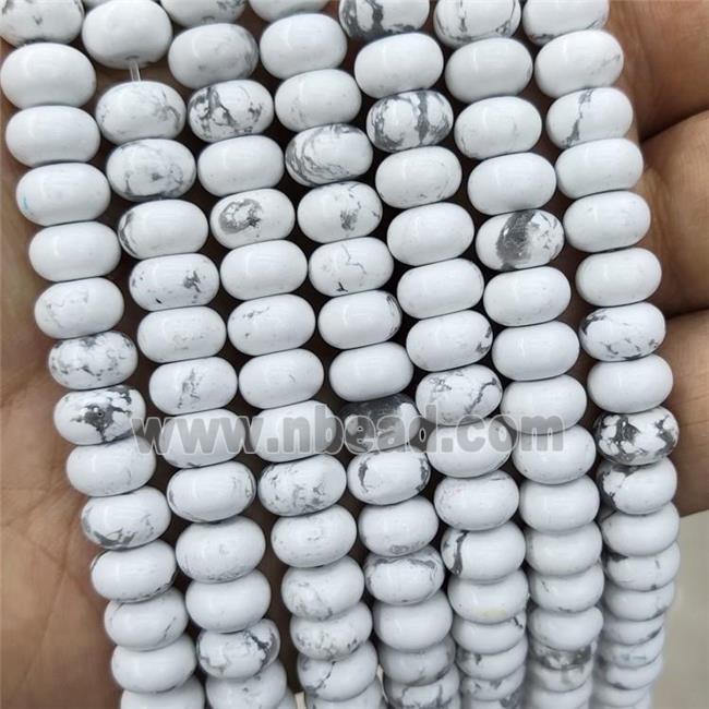 White Howlite Turquoise Beads Smooth Rondelle