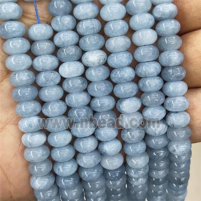 Jade Beads Grayblue Dye Smooth Rondelle