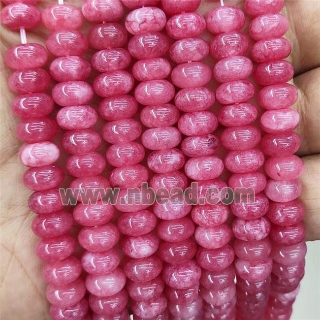 Jade Beads Pink Dye Smooth Rondelle