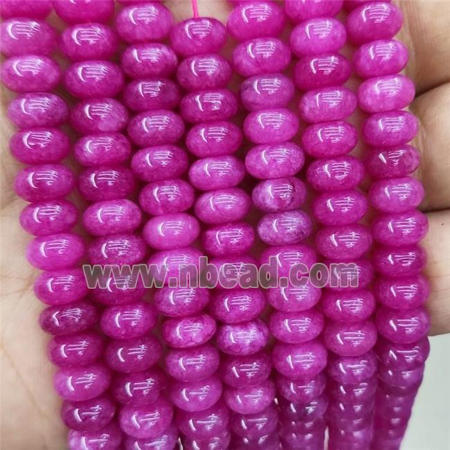 Jade Beads Hotpink Dye Smooth Rondelle