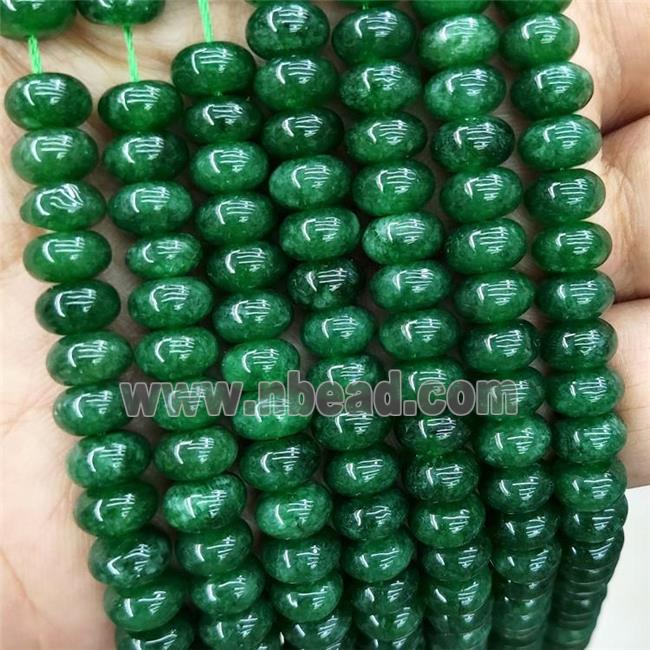 Jade Beads DeepGreen Dye Smooth Rondelle