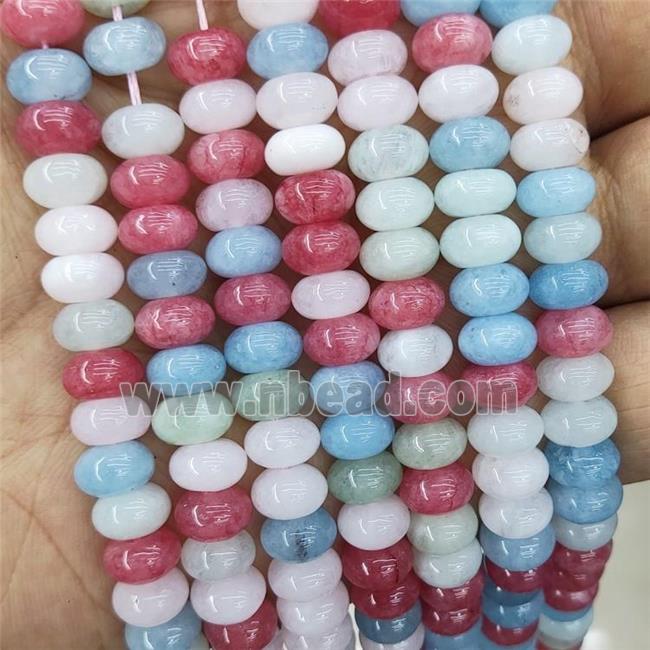 Jade Beads Smooth Rondelle Dye Mixed Color