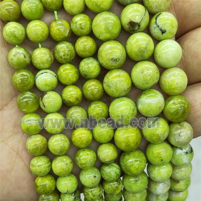 Natural Olive Opal Beads Smooth Round