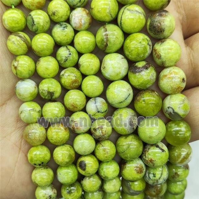 Natural Olive Opal Beads Smooth Round B-Grade
