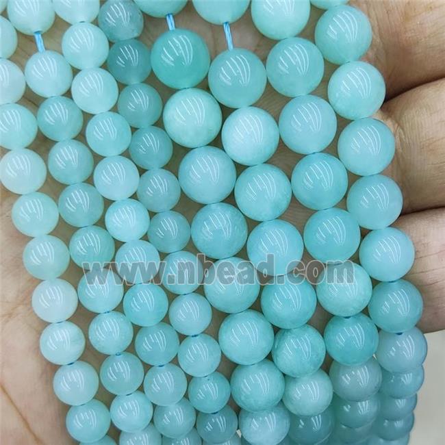 Natural Teal Amazonite Beads Smooth Round