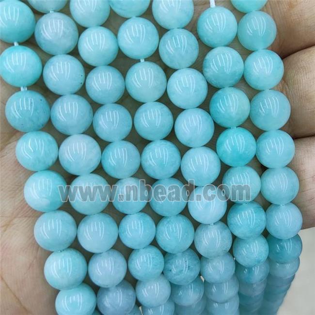 Natural Teal Amazonite Beads Smooth Round