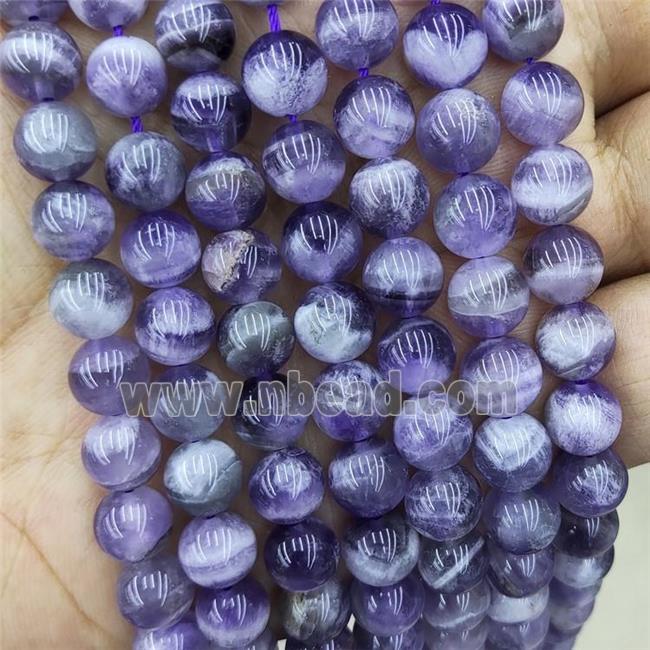 Natural Dogtooth Amethyst Beads Purple Smooth Round