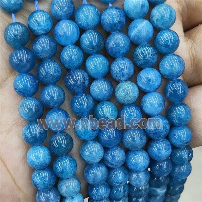 Natural Blue Apatite Beads Smooth Round