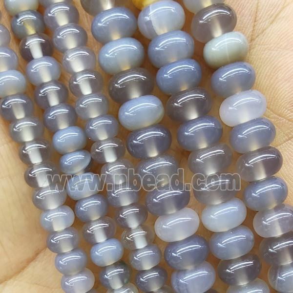Natural Gray Agate Beads Smooth Rondelle