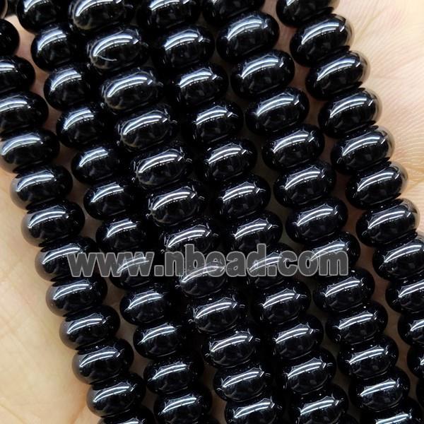 Natural Agate Beads Black Dye Smooth Rondelle