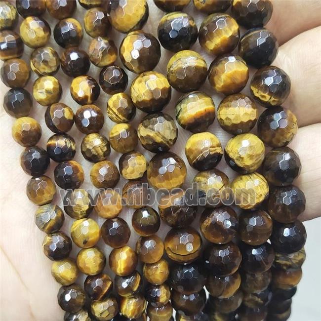 Natural Tiger Eye Stone Beads Faceted Round