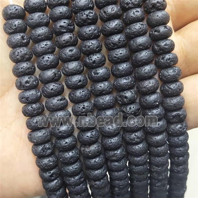 Black Lava Rock Stone Beads Rondelle