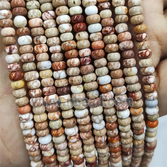 White Imperial Jasper Rondelle Beads Smooth