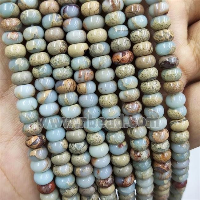 Snakeskin Jasper Beads Smooth Rondelle Blue