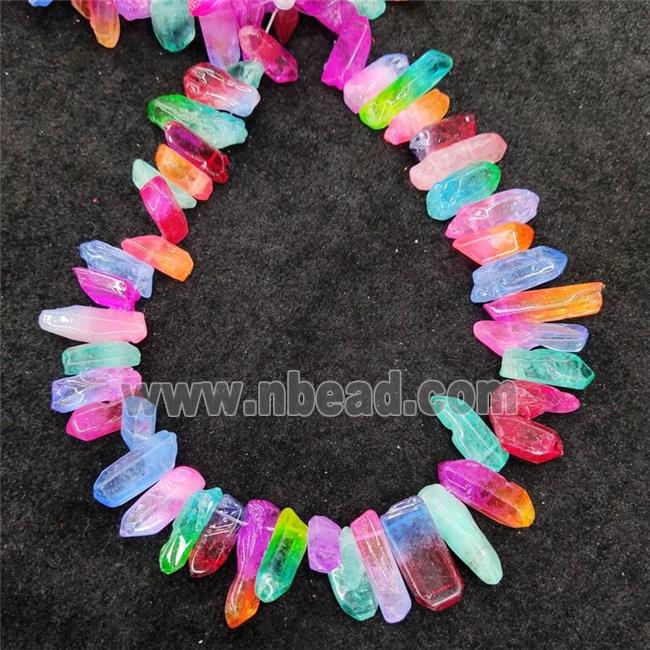Natural Crystal Quartz Stick Beads Dye Dichromatic Polished Mixed Color