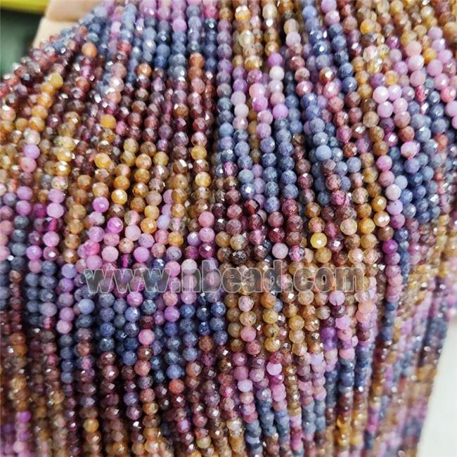 Natural Ruby Corundum Beads Multicolor Faceted Round