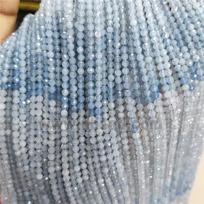 Natural Aquamarine Beads Blue Faceted Round