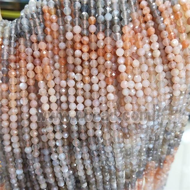 Natural Moonstone Beads Multicolor Faceted Round