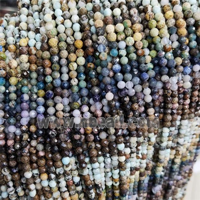 Natural Mixed Gemstone Beads Tiny Faceted Round