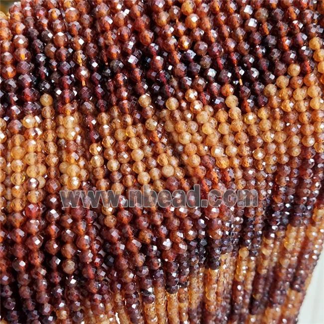 Natural Orange Garnet Beads Tiny Faceted Round