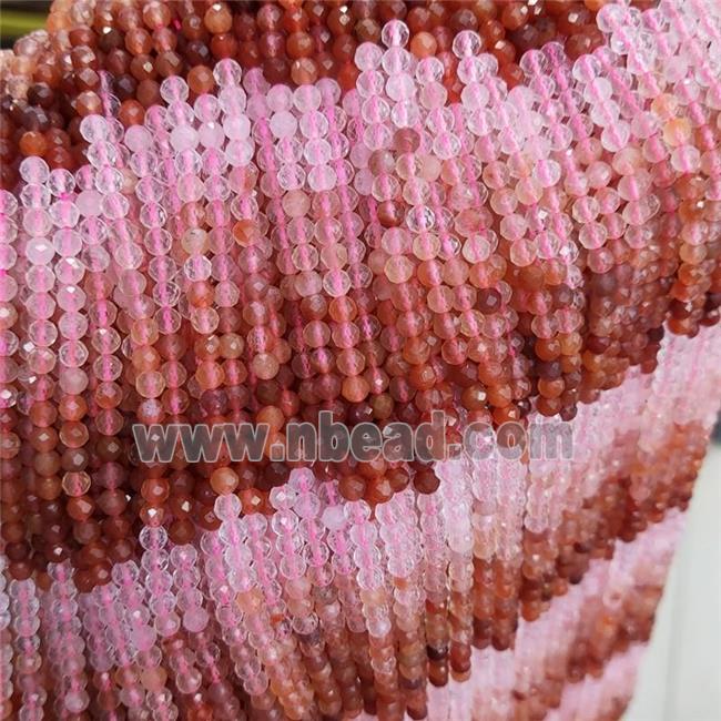 Natural Rose Quartz And Carnelian Beads Faceted Round