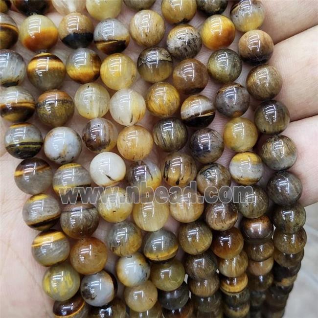 Natural Tiger Eye Quartz Beads Smooth Round