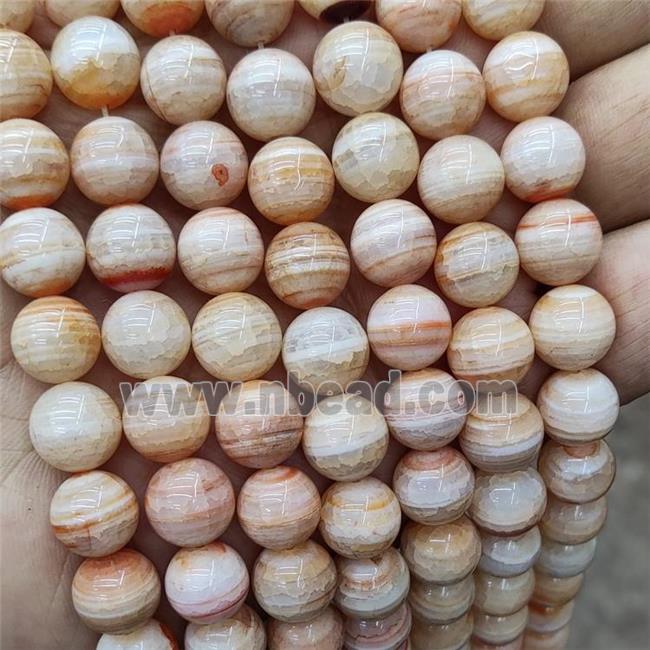 Natural Stripe Agate Beads Band Peach Dye Smooth Round