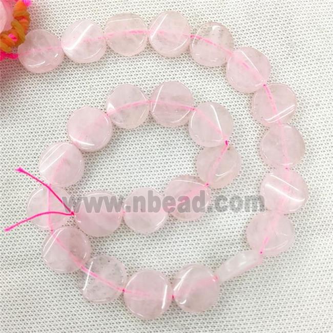 Natural Pink Rose Quartz Coin Beads Twist