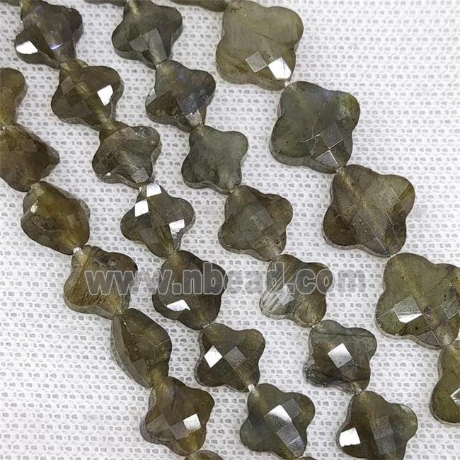 Natural Labradorite Clover Beads Faceted