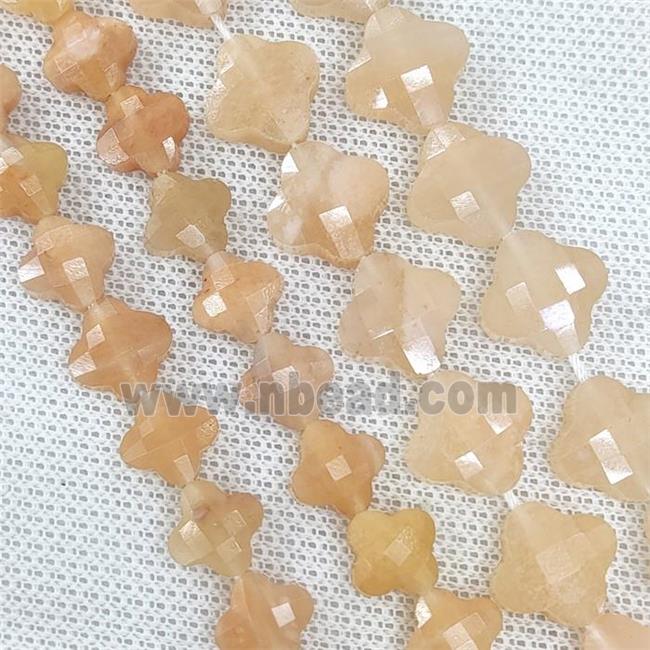 Natural Yellow Aventurine Clover Beads Faceted