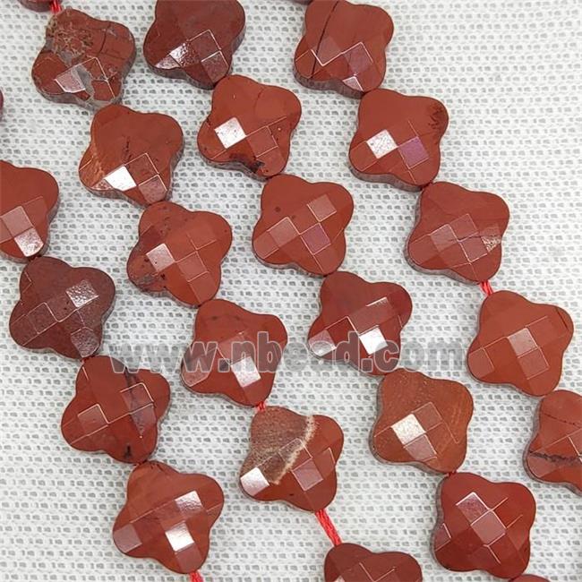 Natural Red Jasper Clover Beads Faceted