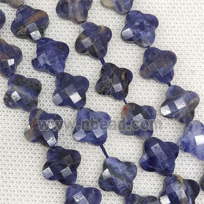 Natural Blue Sodalite Clover Beads Faceted