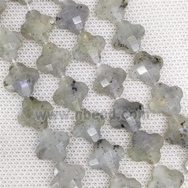 Natural Labradorite Clover Beads Gray Faceted