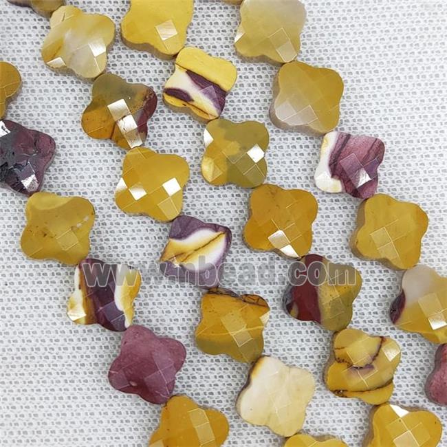 Natural Mookaite Clover Beads Multicolor Faceted