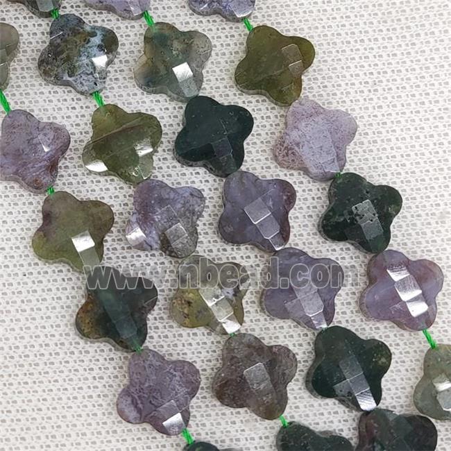 Natural Indian Agate Clover Beads Multicolor Faceted