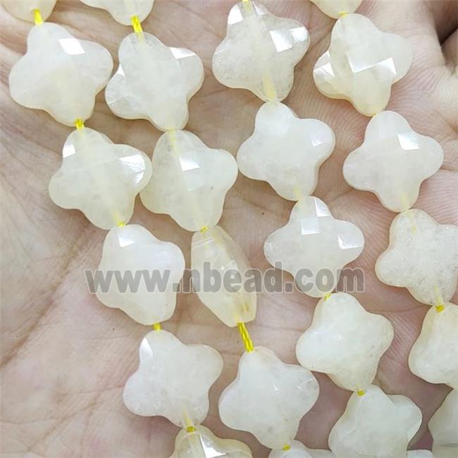 Natural Honey Jade Clover Beads Faceted Yellow