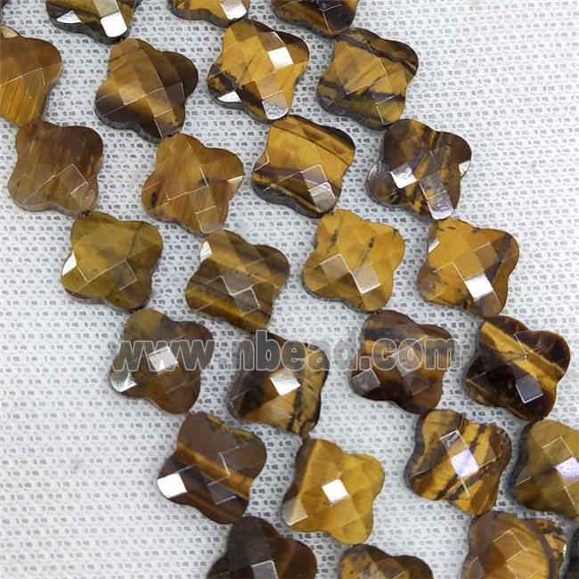 Natural Tiger Eye Stone Clover Beads Faceted