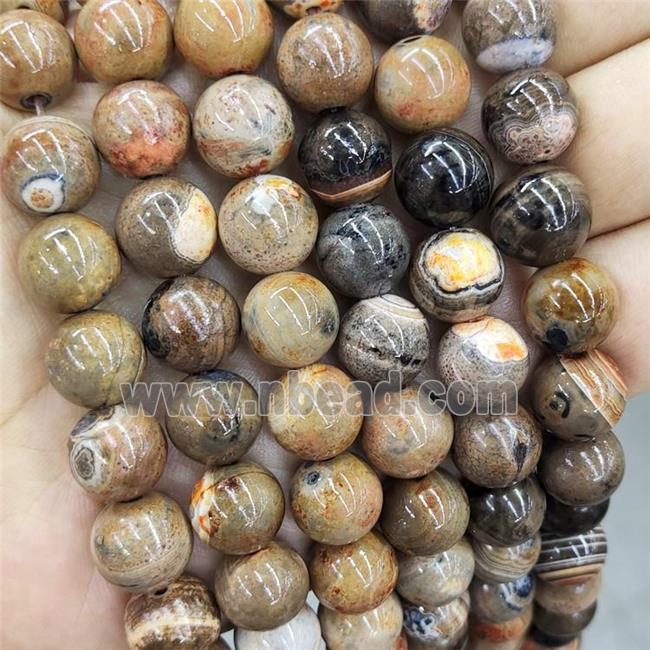 Natural Agate Beads Khaki Dye Smooth Round
