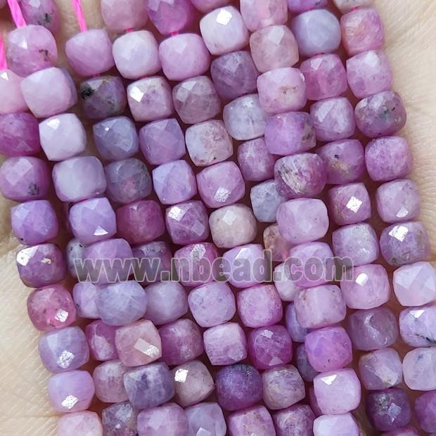 Natural Ruby Beads Faceted Cube