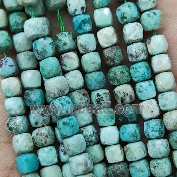 Natural Peruvian Turquoise Beads Teal Faceted Cube