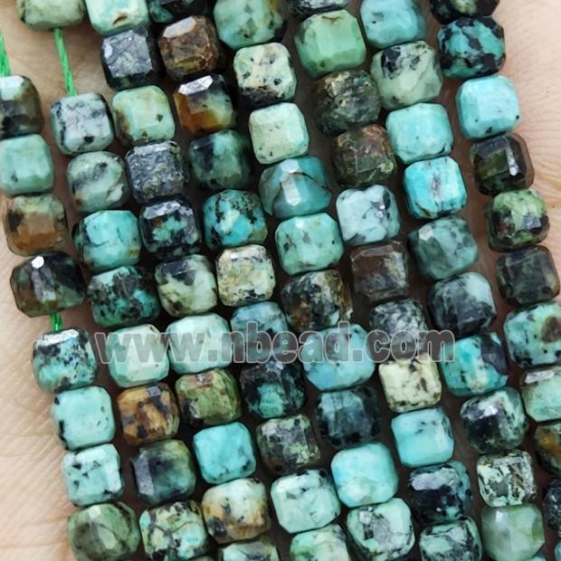 Natural African Turquoise Beads Green Faceted Cube