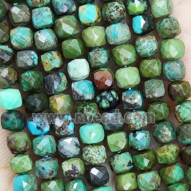 Natural Chinese Hubei Turquoise Beads Green Faceted Cube