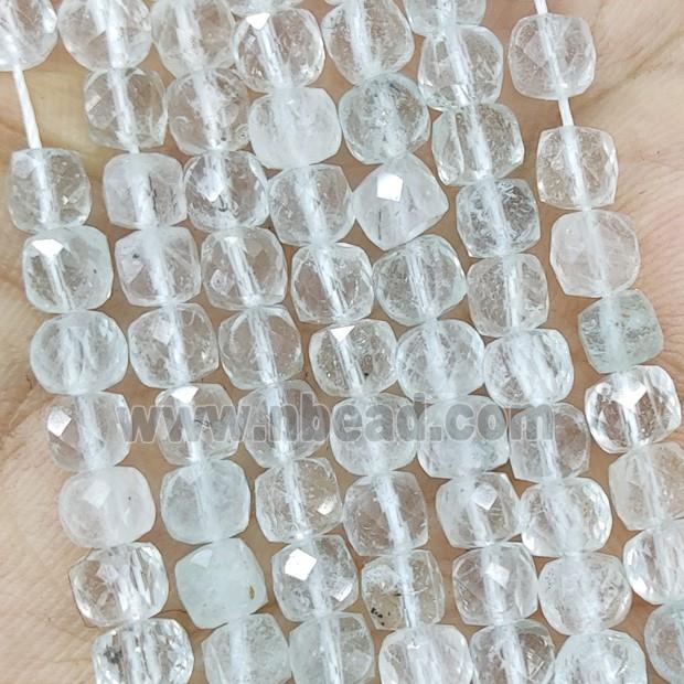 Natural Topaz Beads Clear Faceted Cube