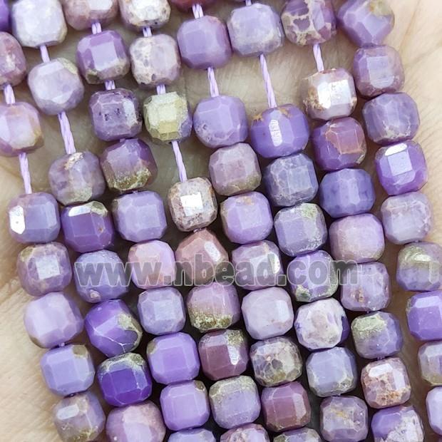 Natural Phosphosiderite Beads Lavender Faceted Cube
