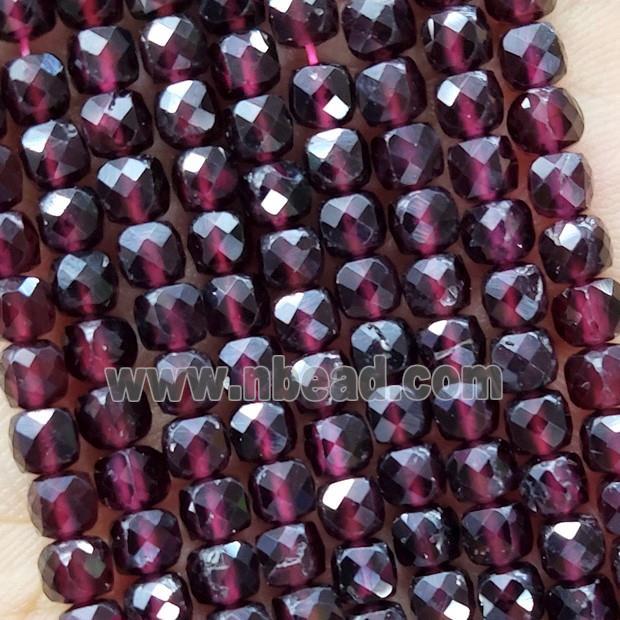 Natural Garnet Beads Purple Faceted Cube
