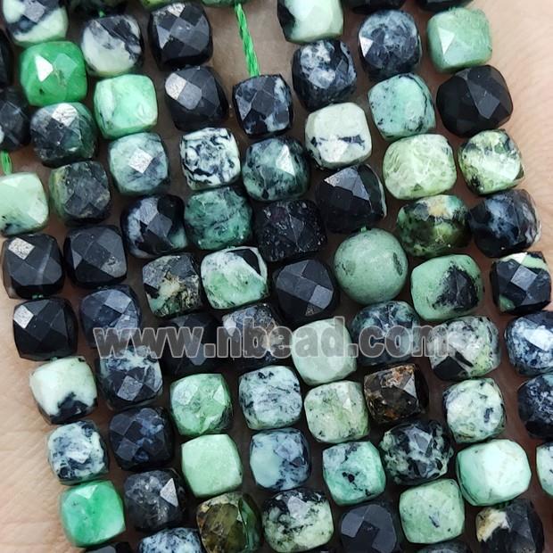 Natural Variscite Beads Green Faceted Cube