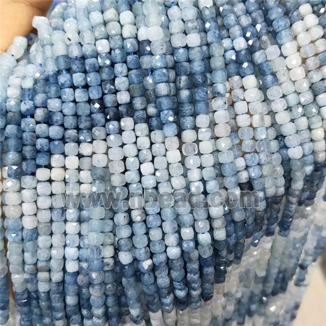 Natural Aquamarine Beads Blue Faceted Cube