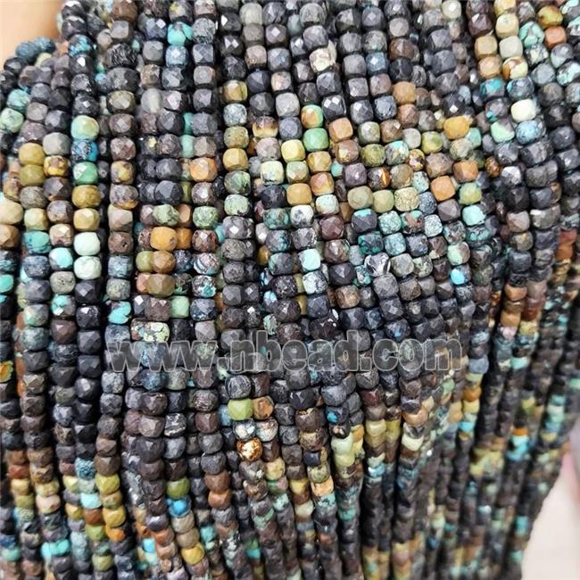 Natural Turquoise Beads Multicolor C-Grade Faceted Cube