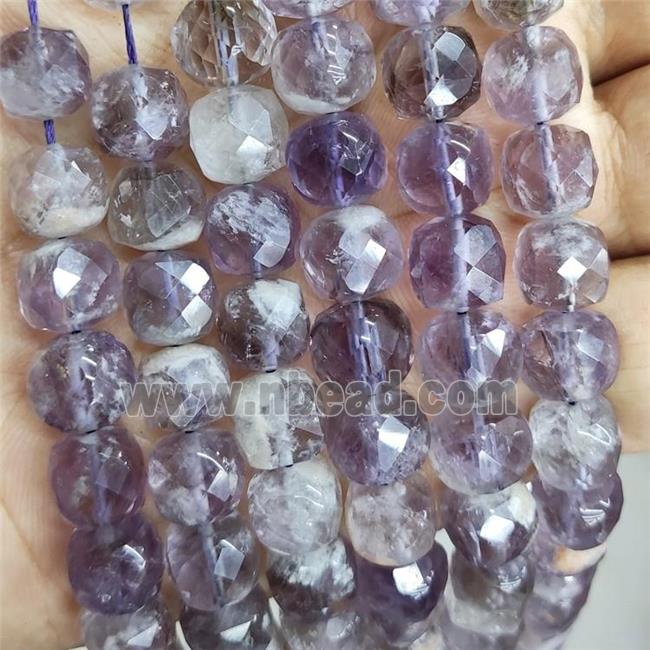 Natural Amethyst Beads Lt.purple Faceted Cube
